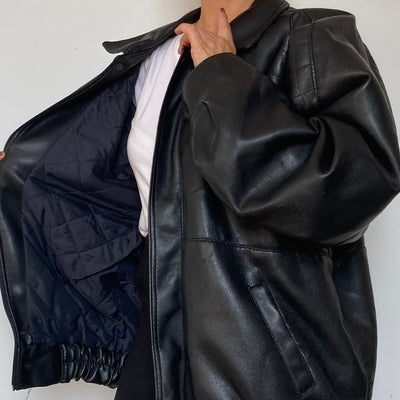 Black Bomber leather jacket