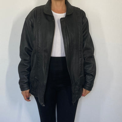 Black Bomber leather jacket