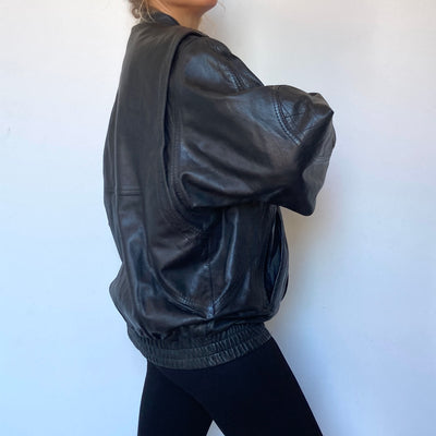 Black Bomber leather jacket