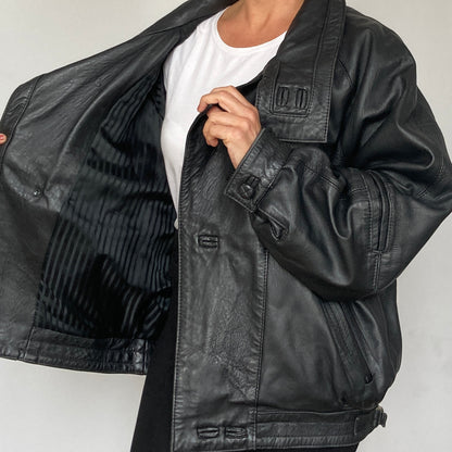 Black Bomber leather jacket