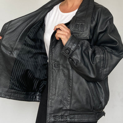 Black Bomber leather jacket