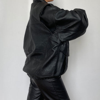 Black Bomber leather jacket