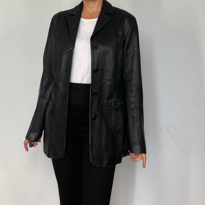 Crop black Leather Blazer