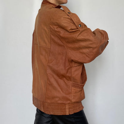 Brown Bomber leather jacket