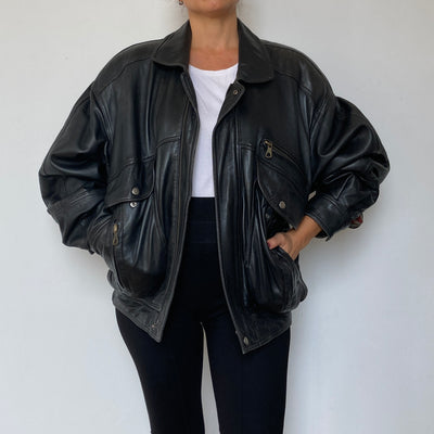 Black Bomber leather jacket