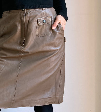 Brown leather skirt