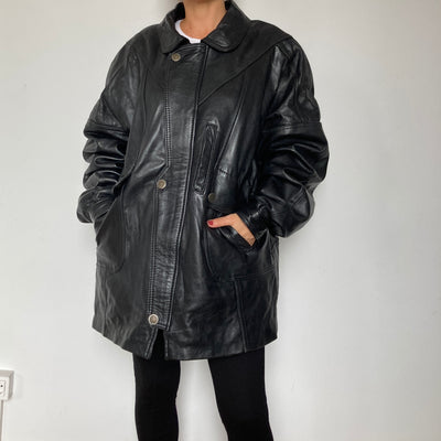 Parka leather jacket