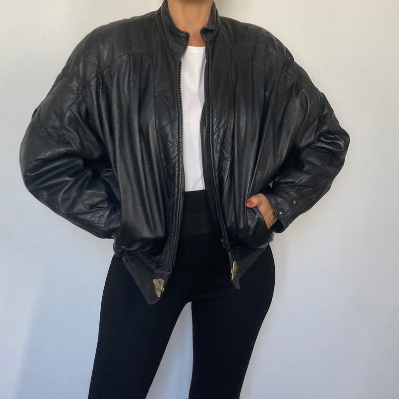 Black Bomber leather jacket