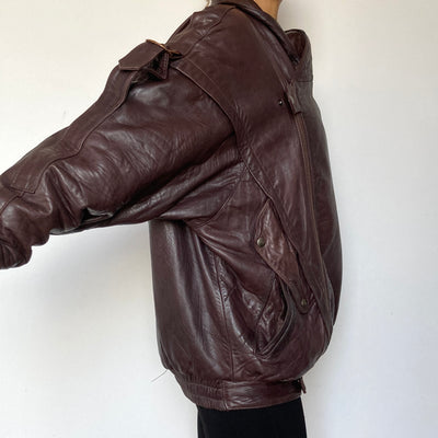 Dark Burgundy Bomber leather jacket